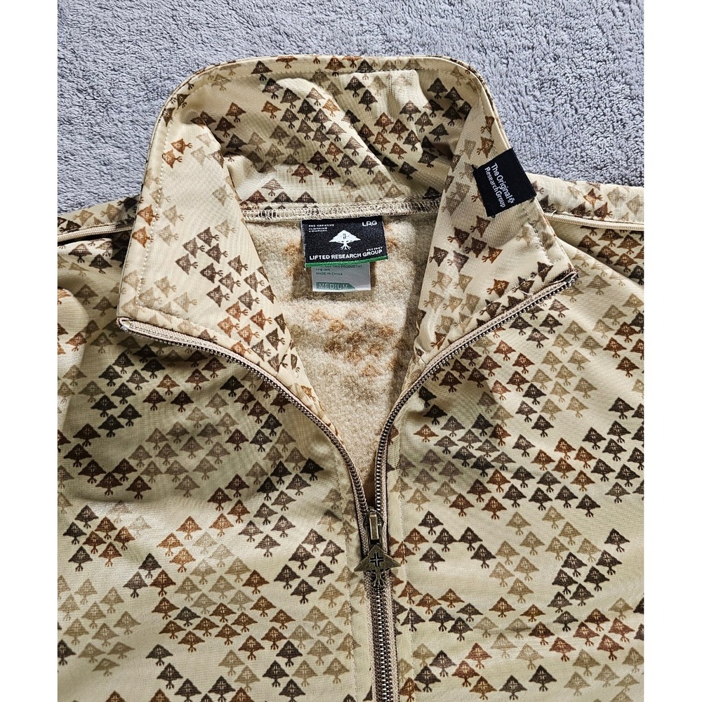 Vintage LRG Lifted Research Group Track Jacket Tan Brown All Over Print Size M - Picture 9 of 12